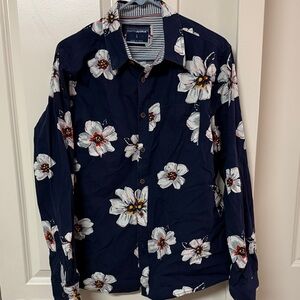 Geoffrey Beene Navy Floral Shirt Jacket